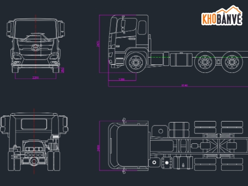 Autocad,Bản vẽ full,Hino 500 FE