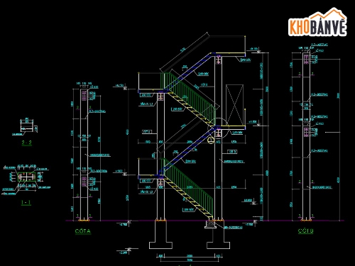 Bản vẽ autocad thiết kế cầu thang sắt