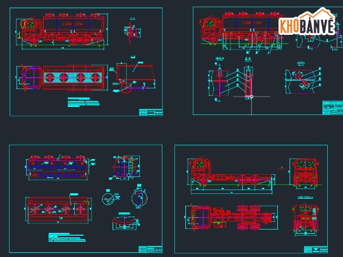 Bản vẽ Autocad,Bản vẽ kết cấu xe bồn,Xe xitec,Hino500 FM8JM