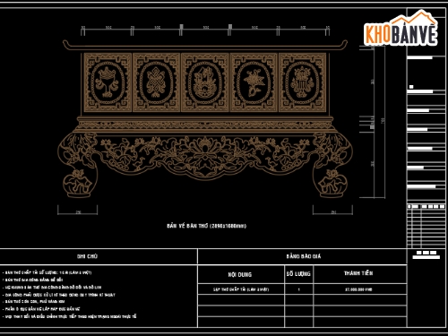 Bản vẽ,bàn thờ,mẫu bàn thờ,Bản vẽ nhà thờ,Bản vẽ đền mẫu,Bản vẽ phòng thờ
