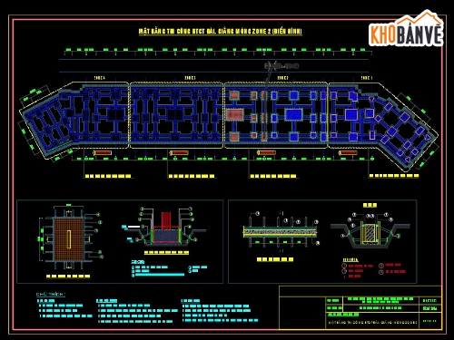 Bản vẽ biện pháp thi công móng hầm dãy biệt thự,biện pháp thi công móng,Biện pháp thi công biệt thự,Bản vẽ biện pháp thi công