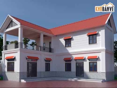 sketchup biệt thự 2 tầng,File cad biệt thự 2 tầng,sketchup biệt thự,biệt thự 2 tầng