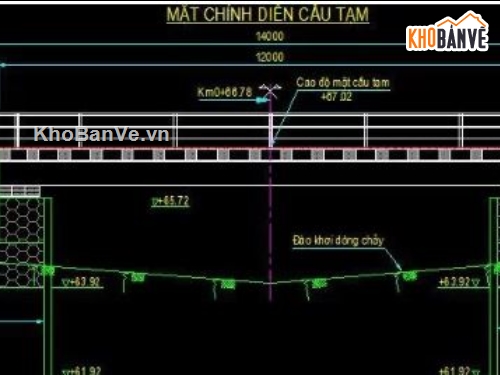 cầu tạm 1 nhịp,bản vẽ cầu tạm,file cad cầu tạm