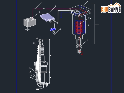 động cơ 1NZ-FE,hệ thống đánh lửa,Bản vẽ hệ thống phanh,Bản vẽ cad hệ thống đánh lửa,Bản vẽ cad động cơ