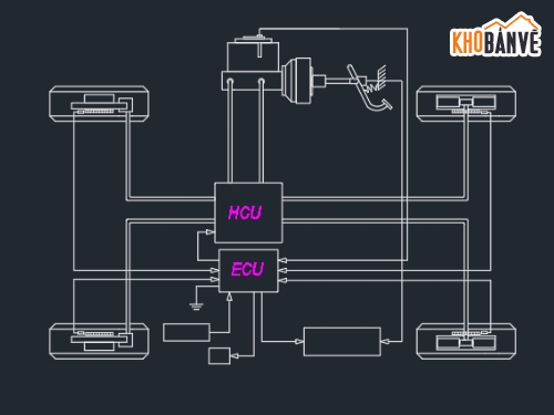 hệ thống phanh ABS,phanh ABS trên xe,Bản vẽ hệ thống phanh,hệ thống phanh,phanh ABS