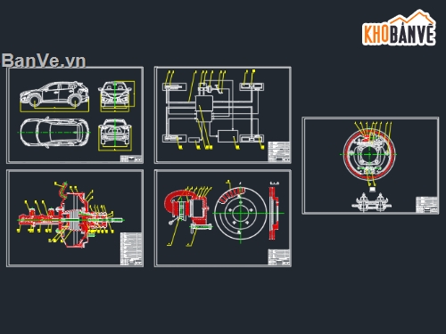 Bản vẽ hệ thống phanh,hệ thống phanh,Bản vẽ cad hệ thống phanh