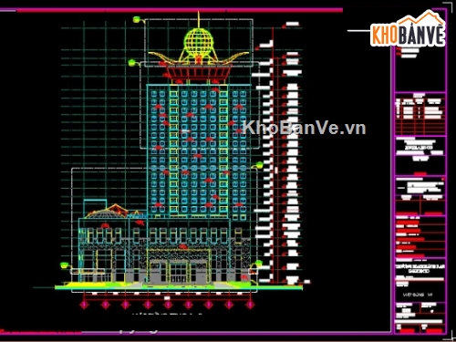 Kiến trúc Khách sạn Majestic,Bản vẽ nghiêng,bản vẽ cad khách sạn,Filethietke khách sạn,Khách sạn 17 tầng