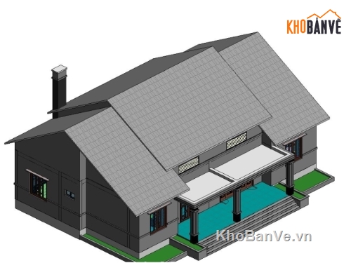 biệt thự vườn 1 tầng,biệt thự revit 13x17.8m,Hồ sơ thiết kế biệt thự revit,thiết kế biệt thự,revit nhà cấp 4