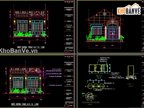 Bản vẽ CAD nhà 1 tầng cấp 4 kích thước 5x15m ( kiến trúc, kết cấu)