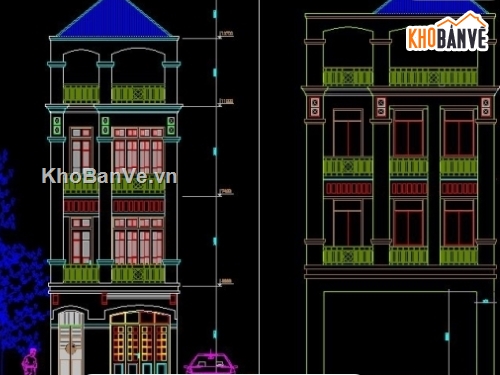 Bản vẽ nhà phố,nhà 4 tầng,nhà phố kt 4.8x13m,mẫu nhà 4 tầng đẹp,cad nhà dân 4 tầng