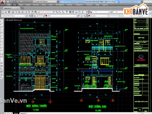 Bản vẽ CAD nhà phố 3 tầng 6x18.5m ( Full kiến trúc kết cấu điện nước)