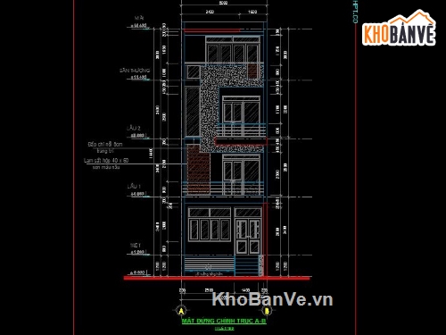 Bản vẽ CAD nhà phố 4 tầng 1 hầm 5x15m ( kiến trúc + kết cấu)