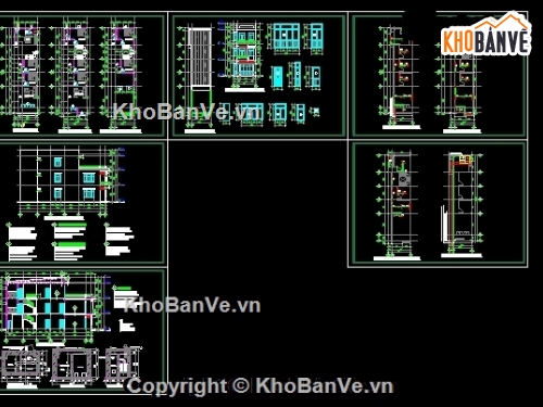 file cad mặt bằng,Nhà lầu 4x17.3m,bản vẽ nhà phố 3 tầng,thiết kế nhà phố 3 tầng