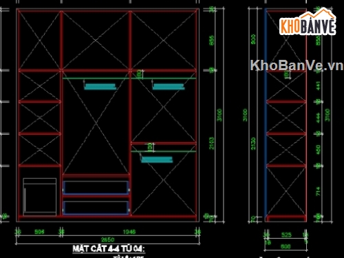 triển khai nội thất tủ,bản vẻ nội thất,bản vẻ ngoại thất,cad tủ quần áo