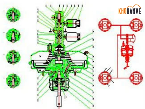 cad dẫn động xe tải,bản vẽ cad tổng quan,xe tải isuzu 5 tấn,dẫn động xe tải,dẫn động phanh tang trống