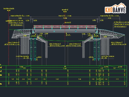 bản vẽ cầu dầm,bản vẽ cầu nông thôn,thiết kế cầu dầm dự ứng lực,dầm I15m,cầu giao thông nông thôn