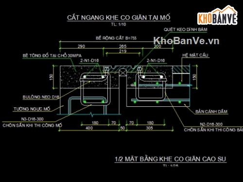 khe cầu dần I 33m,khe co giãn,mối nối,khe co giãn cao su,dầm I,bản vẽ cầu dầm I 33m