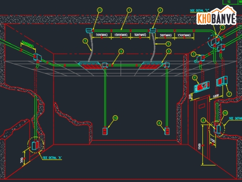 Bản vẽ chi tiết lắp đặt điển hình hệ thống điện công nghiệp nhà xưởng