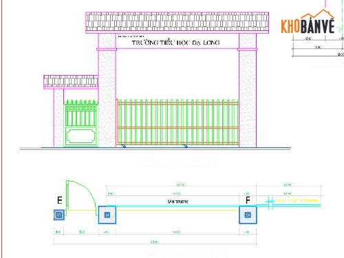 Bản vẽ cổng trường,Bản vẽ chi tiết cổng,file cad công trường,dự toán cổng trường,bản vẽ đầy đủ cổng  trường,trường học