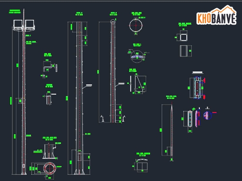 đèn chiếu sáng,cột đèn chiếu sáng,Bản vẽ chi tiết chiếu sáng