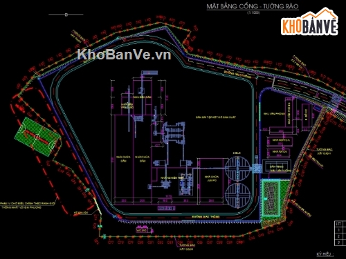 Hàng rào gạch xây,cổng nhà máy,Hàng rào nhà máy,file cad hàng rào nhà máy gỗ