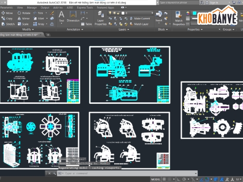 hệ thống làm mát,cad hệ thống làm mát động cơ,Bản vẽ cad động cơ