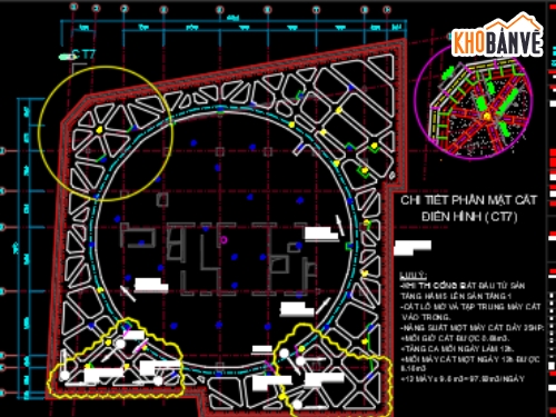 bản vẽ bê tông,bản vẽ biện pháp,bản vẽ khoan cắt bê tông sàn biện pháp tầng hầm 5,thi công sàn tầng hầm,thi công phá bỏ sàn đạo bê tông tầng hầm