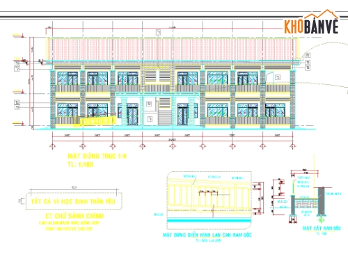 kiến trúc 2 tầng,Bản vẽ trường học,trường học  2 tầng,phòng học chức năng,trường mầm non,bản vẽ phòng học mầm non