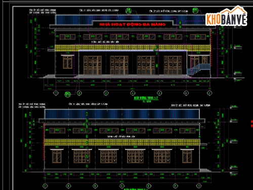 Bản vẽ trường học,nhà đa năng,nhà đa năng trường tiểu học KT: 12.6x23m,kiến trúc nhà đa năng,kết cấu nhà đa năng