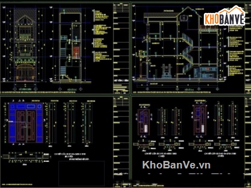 nhà phố 4 tầng,bản vẽ nhà phố 4 tầng,nhà phố 4 tầng 4.6x16.39m,kiến trúc nhà phố 4 tầng