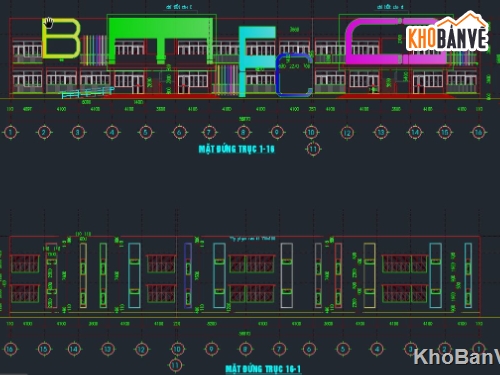 kiến trúc trường mầm non,bản vẽ trường mầm non,mầm non cnc