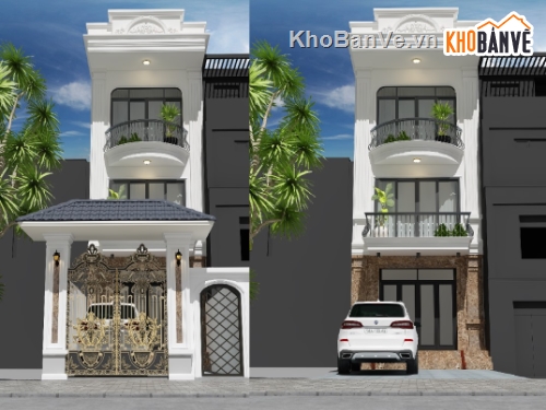 nhà phố 3 tầng,Bản vẽ nhà phố,nhà 3 phòng ngủ