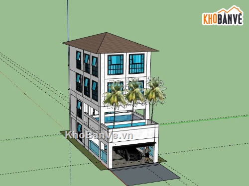 Nhà phố 4 tầng,model su nhà phố 4 tầng,file su nhà phố 4 tầng