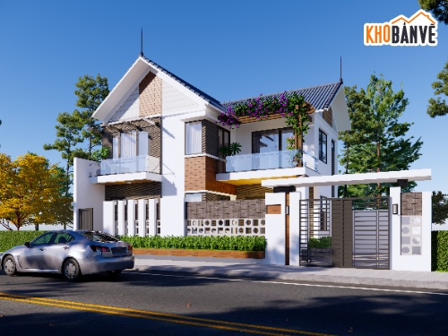 nhà mái thái,2 tầng,nhà mái thái 2 tầng,nhà 2 tầng mái thái,2 tầng mái thái,Bản vẽ