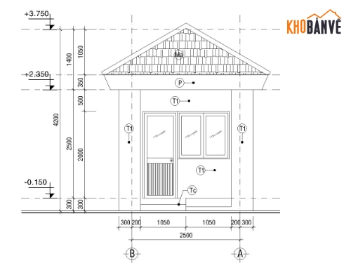 Bản vẽ nhà bảo vệ,Nhà bảo vệ,Bản vẽ nhà bảo vệ 3.1x3.1m,file cad nhà bảo vệ