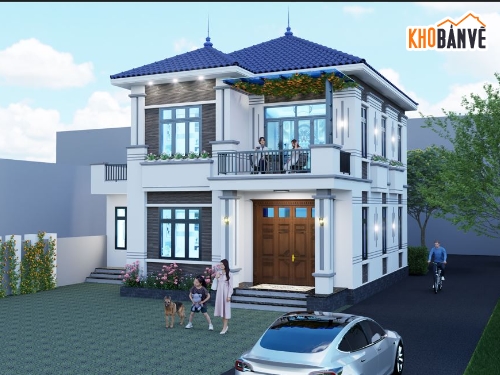 bản vẽ biệt thự 2 tầng,biệt thự 2 tầng mái nhật,file cad biệt thự 2 tầng,biệt thự 2 tầng file cad