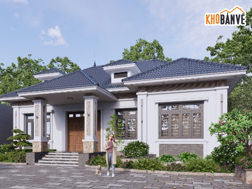 Nhà vườn,Mái nhật,3 ngủ,bản vẽ nhà nông thôn,đầy đủ,bản vẽ