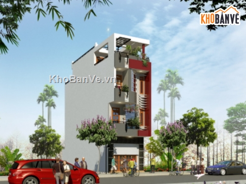 mẫu nhà phố 4 tầng,cad nhà phố 4 tầng,nhà phố 4 tầng file cad