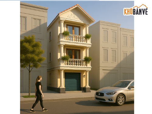 Bản vẽ nhà phố đẹp,Bản vẽ nhà phố 3 tầng đẹp,Bản vẽ nhà phố 3 tầng mái thái đẹp