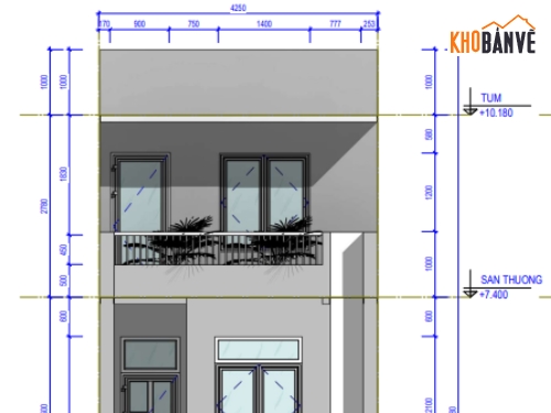 Bản vẽ nhà phố,kết cấu nhà phố,2 tầng,2 tầng 1 tum