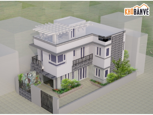 Bản vẽ nhà phố,kiến trúc 2 tầng,kiến trúc nhà phố 2 tầng,phối cảnh nhà phố,bản vẽ nhà phố 2 tầng,nhà phố