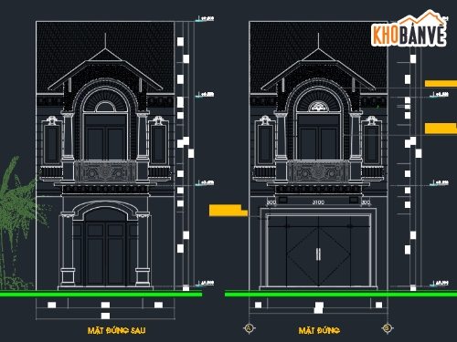 Bản vẽ nhà phố,Bản vẽ nhà phố đẹp,Bản vẽ 2 tầng mái thái đẹp