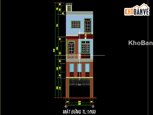 nhà phố 3 tầng,nhà 3 tầng,Nhà 3 tầng,Nhà 3 tầng 4x23m,bản vẽ  nhà phố 3 tầng