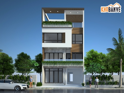 Bản vẽ nhà phố,nhà 4 tầng,Bản vẽ full