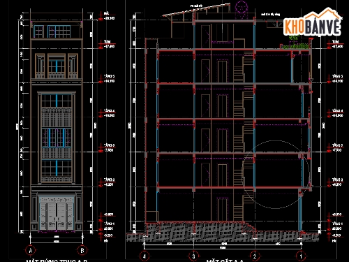 Bản vẽ nhà phố,nhà 5x15m,nhà 5 tầng