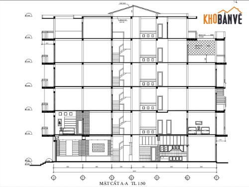 Bản vẽ nhà phố đẹp,Bản vẽ nhà phố 6 tầng,Bản vẽ nhà phố hiện đại