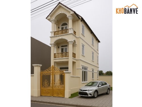 Bản vẽ nhà phố,Bản vẽ nhà phố mái thái 2 tầng,Bản vẽ nhà phố 2 tầng đẹp