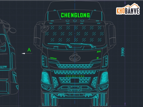 Bản vẽ cad ô tô,ô tô sát xi tải,chenglong,thiết kế ô tô,thùng xe