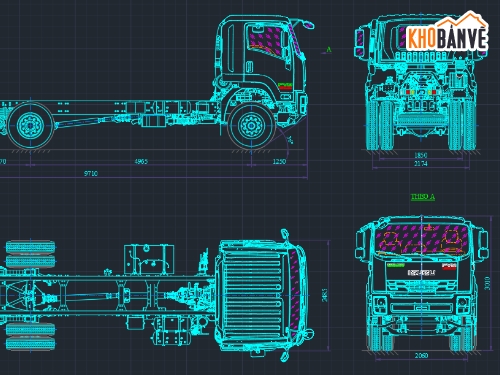 ô tô tải,sát xi,Bản vẽ xe tải ISUZU,Bản vẽ cad ô tô,FVM60TE5,XE NỀN