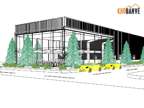 văn phòng,xưởng kết hợp văn phòng,revit văn phòng